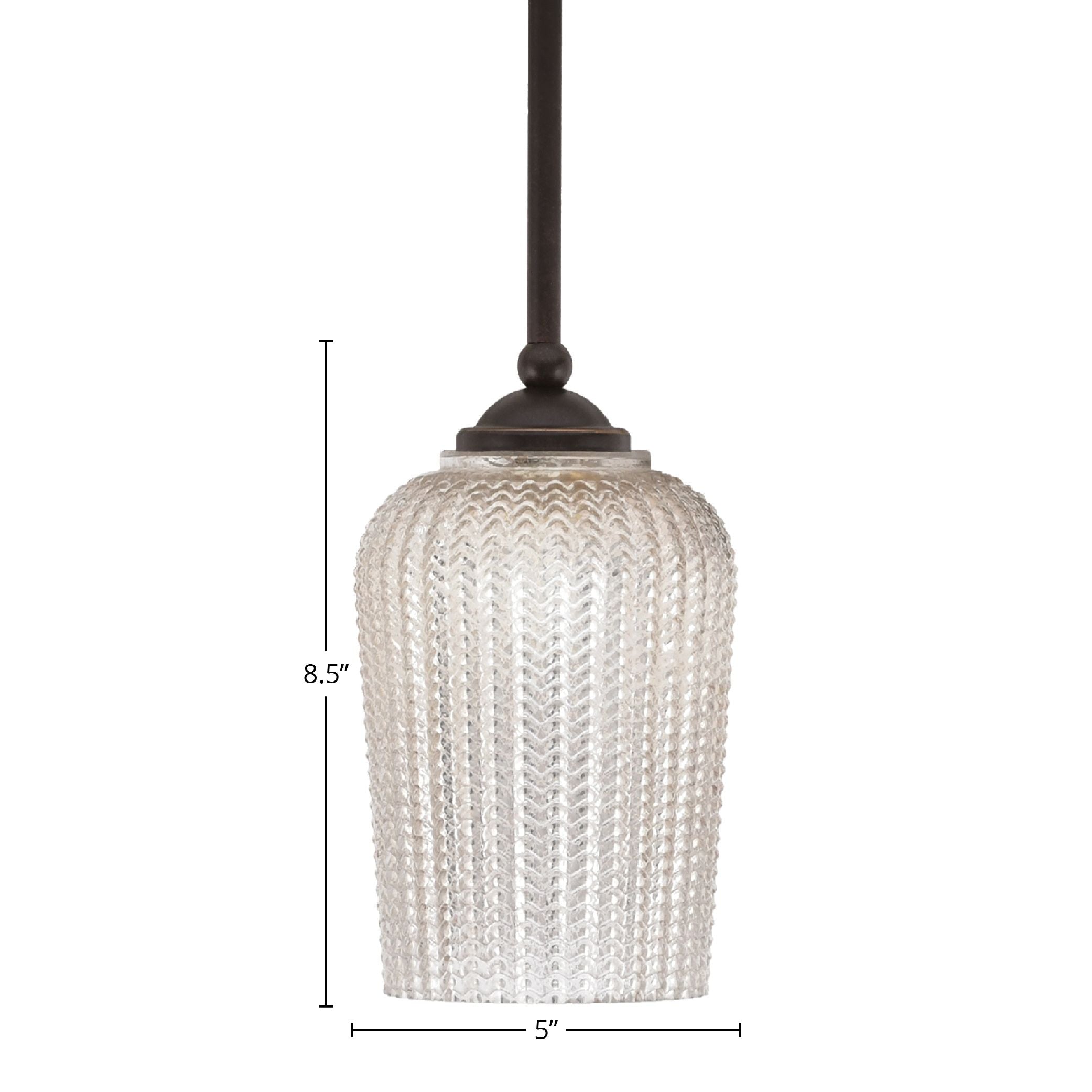 Zilo One Light Mini Pendant in Dark Granite with 5" Silver Textured Shade