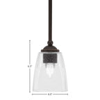 Zilo One Light Mini Pendant in Dark Granite with 4.5" Square Clear Bubble Shade