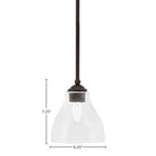 Zilo One Light Mini Pendant in Dark Granite with 6.25" Clear Bubble Shade