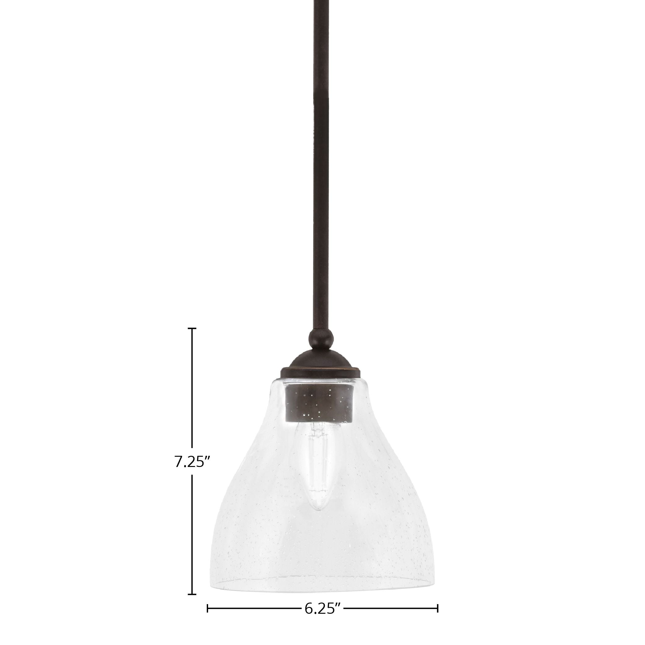 Zilo One Light Mini Pendant in Dark Granite with 6.25" Clear Bubble Shade