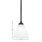 Zilo One Light Mini Pendant in Dark Granite with 6.25" White Marble Shade