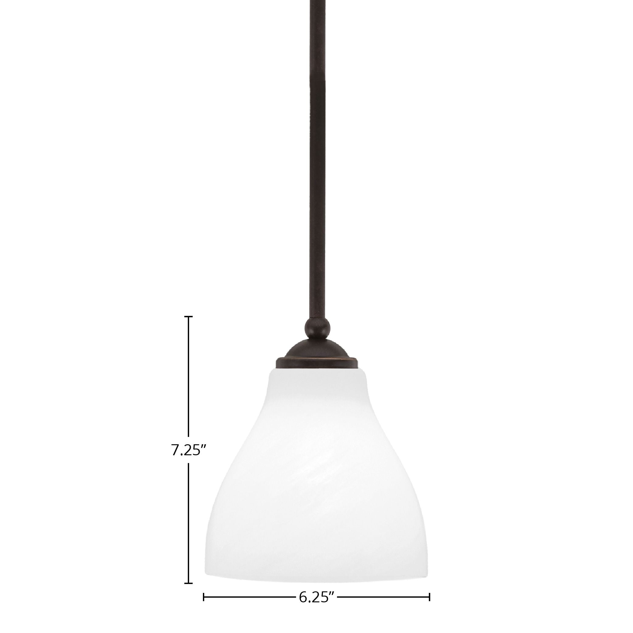 Zilo One Light Mini Pendant in Dark Granite with 6.25" White Marble Shade