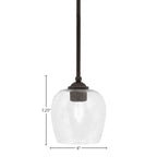 Zilo One Light Mini Pendant in Dark Granite with 6" Clear Bubble Shade