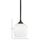 Zilo One Light Mini Pendant in Dark Granite with 6" White Marble Shade