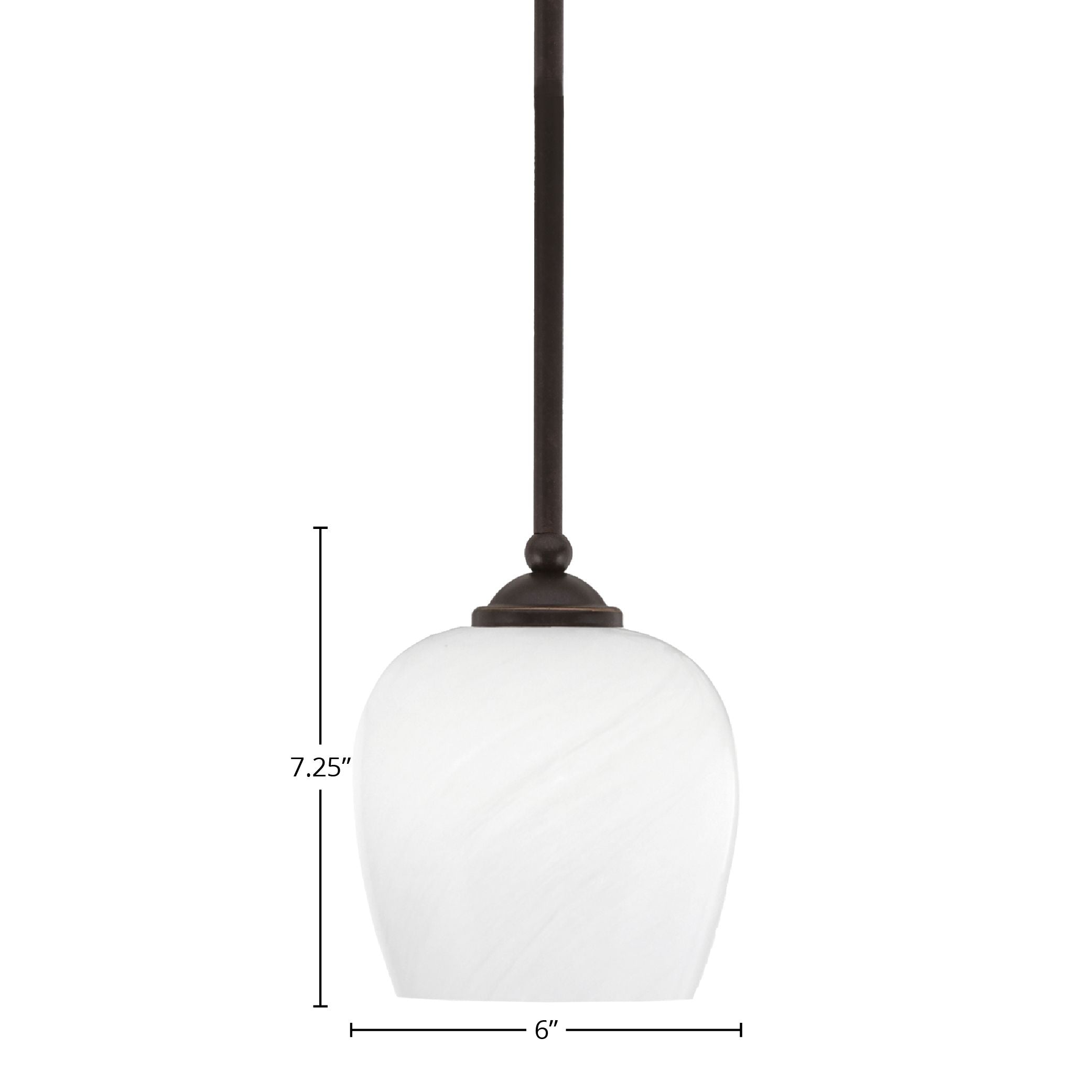 Zilo One Light Mini Pendant in Dark Granite with 6" White Marble Shade