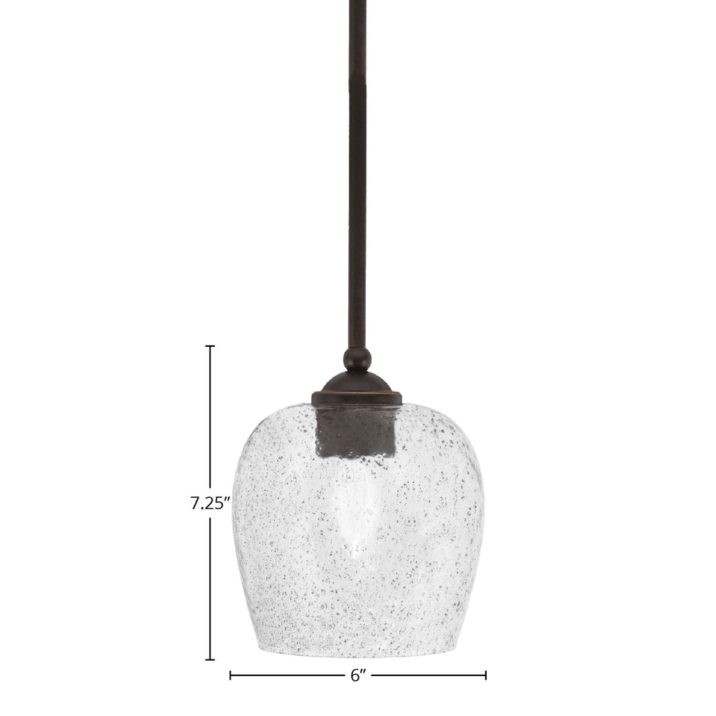 Zilo One Light Mini Pendant in Dark Granite with 6" Smoke Bubble Shade