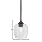 Zilo One Light Mini Pendant in Dark Granite with 6" Smoke Bubble Shade