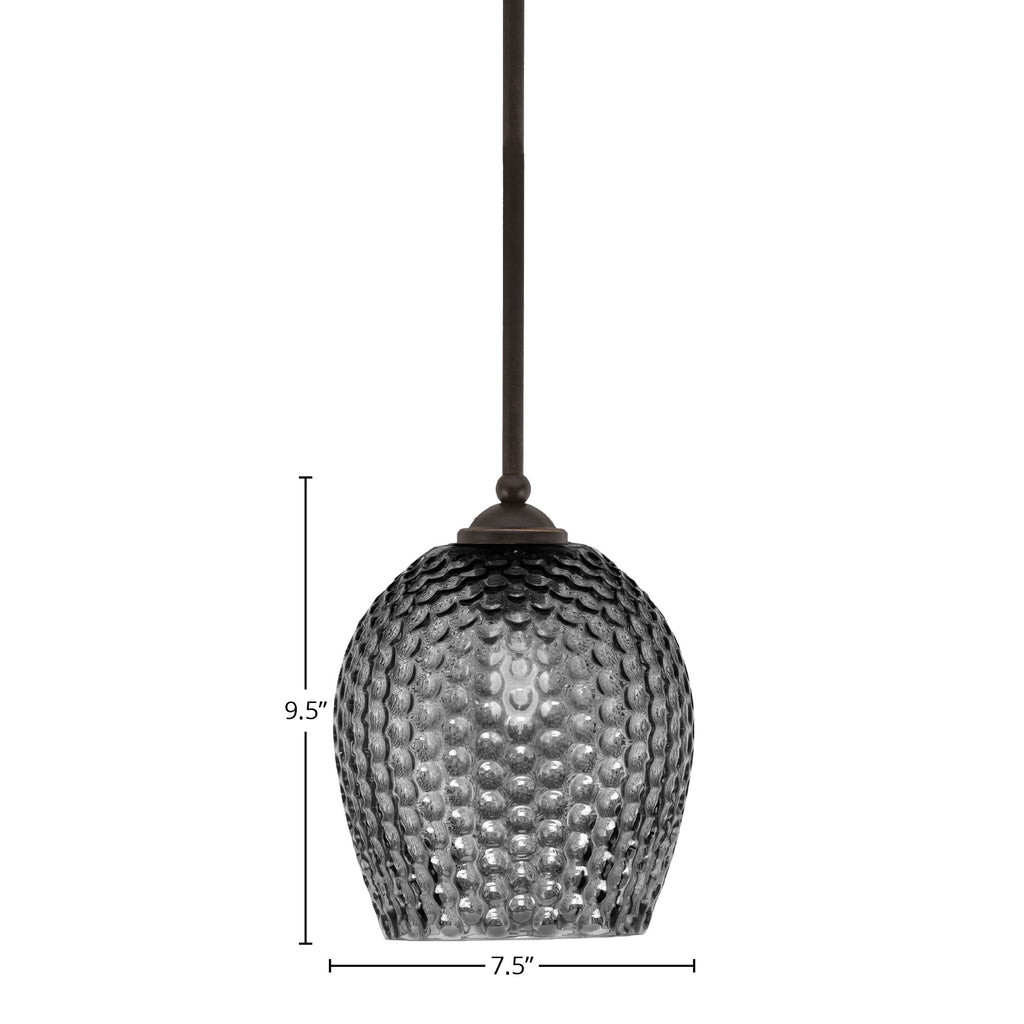 Zilo One Light Mini Pendant in Dark Granite with 7.5" Smoke Textured Shade