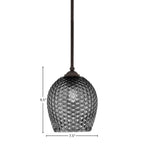 Zilo One Light Mini Pendant in Dark Granite with 7.5" Smoke Textured Shade