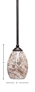 Zilo One Light Mini Pendant in Dark Granite with 5" Natural Fusion Shade