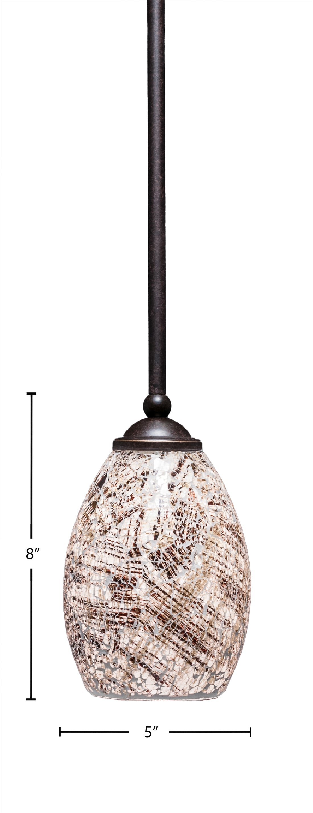 Zilo One Light Mini Pendant in Dark Granite with 5" Natural Fusion Shade