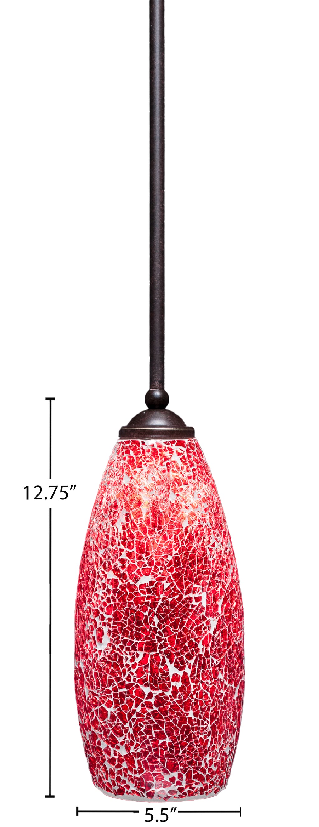 Zilo One Light Mini Pendant in Dark Granite with 5.5" Red Fusion Shade
