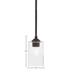 Zilo One Light Mini Pendant in Dark Granite with 4" Square Clear Bubble Shade