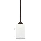 Zilo One Light Mini Pendant in Dark Granite with 4" Square White Muslin Shade
