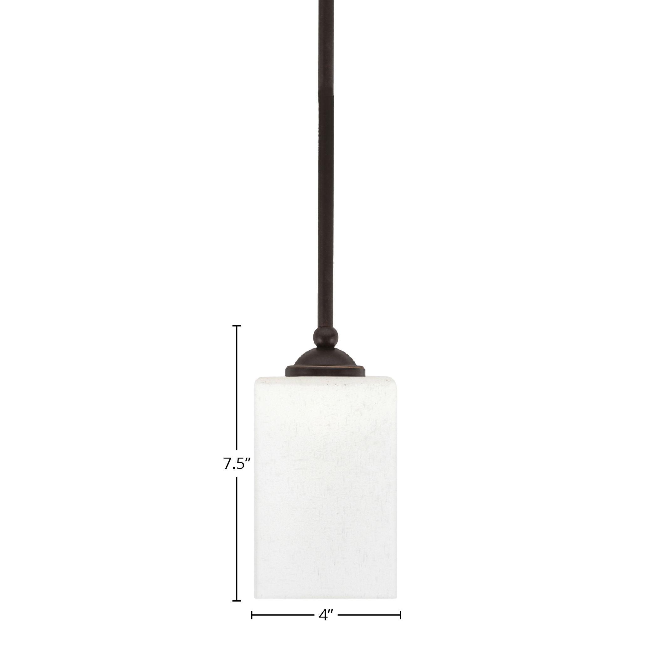 Zilo One Light Mini Pendant in Dark Granite with 4" Square White Muslin Shade