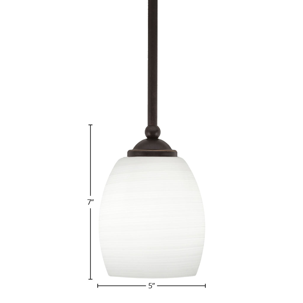 Zilo One Light Mini Pendant in Dark Granite with 5" White Linen Shade