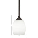 Zilo One Light Mini Pendant in Dark Granite with 5" White Linen Shade