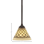 Zilo One Light Mini Pendant in Dark Granite with 7" Chocolate Icing Shade