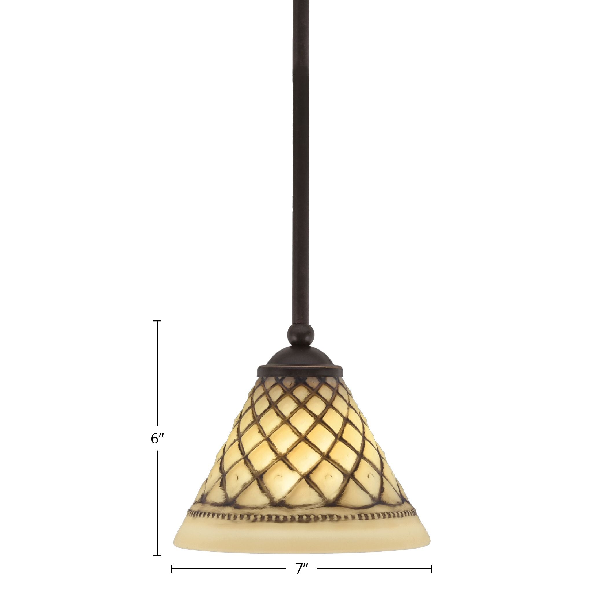 Zilo One Light Mini Pendant in Dark Granite with 7" Chocolate Icing Shade