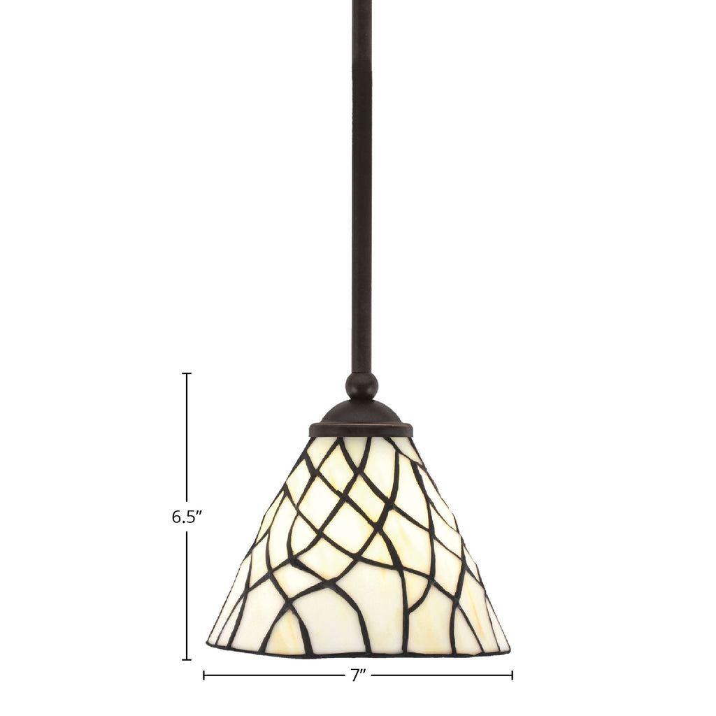Zilo One Light Mini Pendant in Dark Granite with 7" Sandhill Art Glass Shade