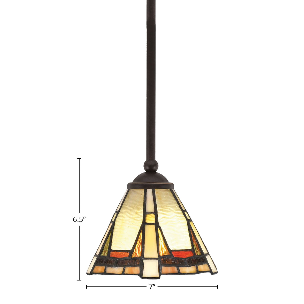 Zilo One Light Mini Pendant in Dark Granite with 7" Zion Art Glass Shade