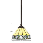 Zilo One Light Mini Pendant in Dark Granite with 7" Diamond Peak Art Glass Shade