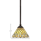 Zilo One Light Mini Pendant in Dark Granite with 7" Starlight Art Glass Shade