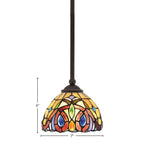 Zilo One Light Mini Pendant in Dark Granite with 7" Lynx Art Glass Shade