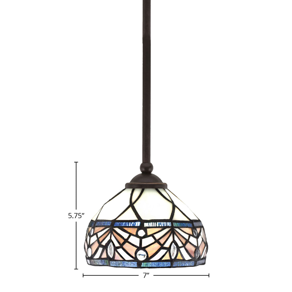 Zilo One Light Mini Pendant in Dark Granite with 7" Royal Merlot Art Glass Shade