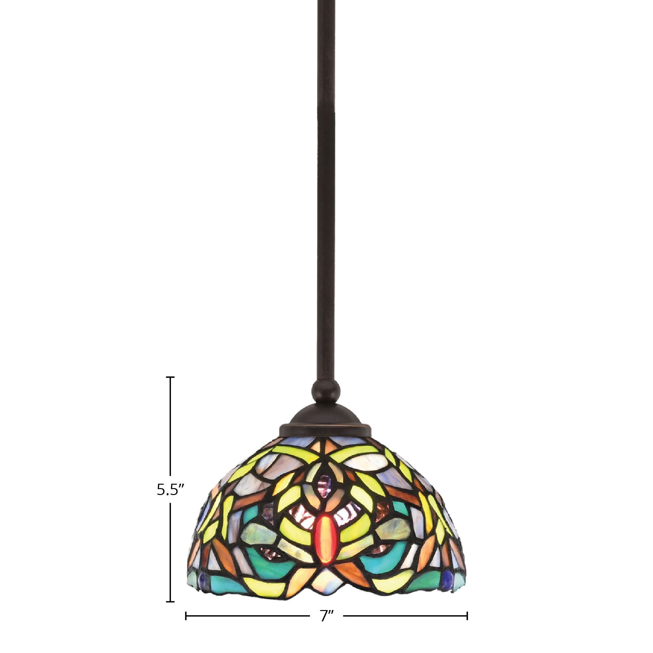 Zilo One Light Mini Pendant in Dark Granite with 7" Kaleidoscope Art Glass Shade