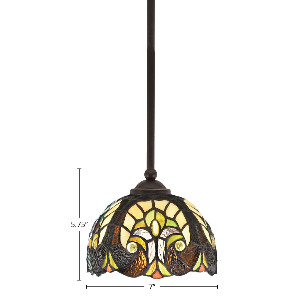Zilo One Light Mini Pendant in Dark Granite with 7" Ivory Cypress Art Glass Shade