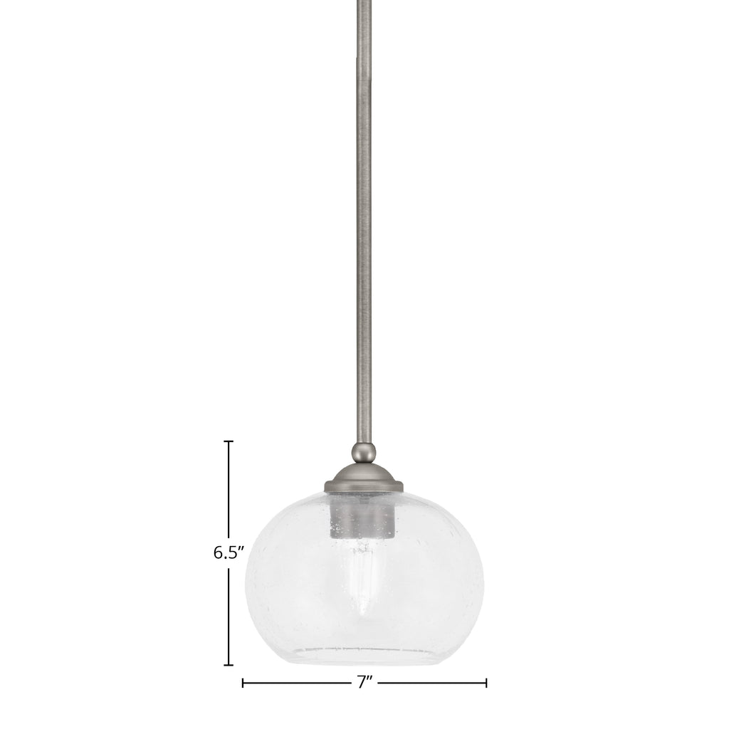 Zilo One Light Mini Pendant in Graphite with 7" Clear Bubble Shade