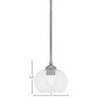 Zilo One Light Mini Pendant in Graphite with 7" Clear Bubble Shade