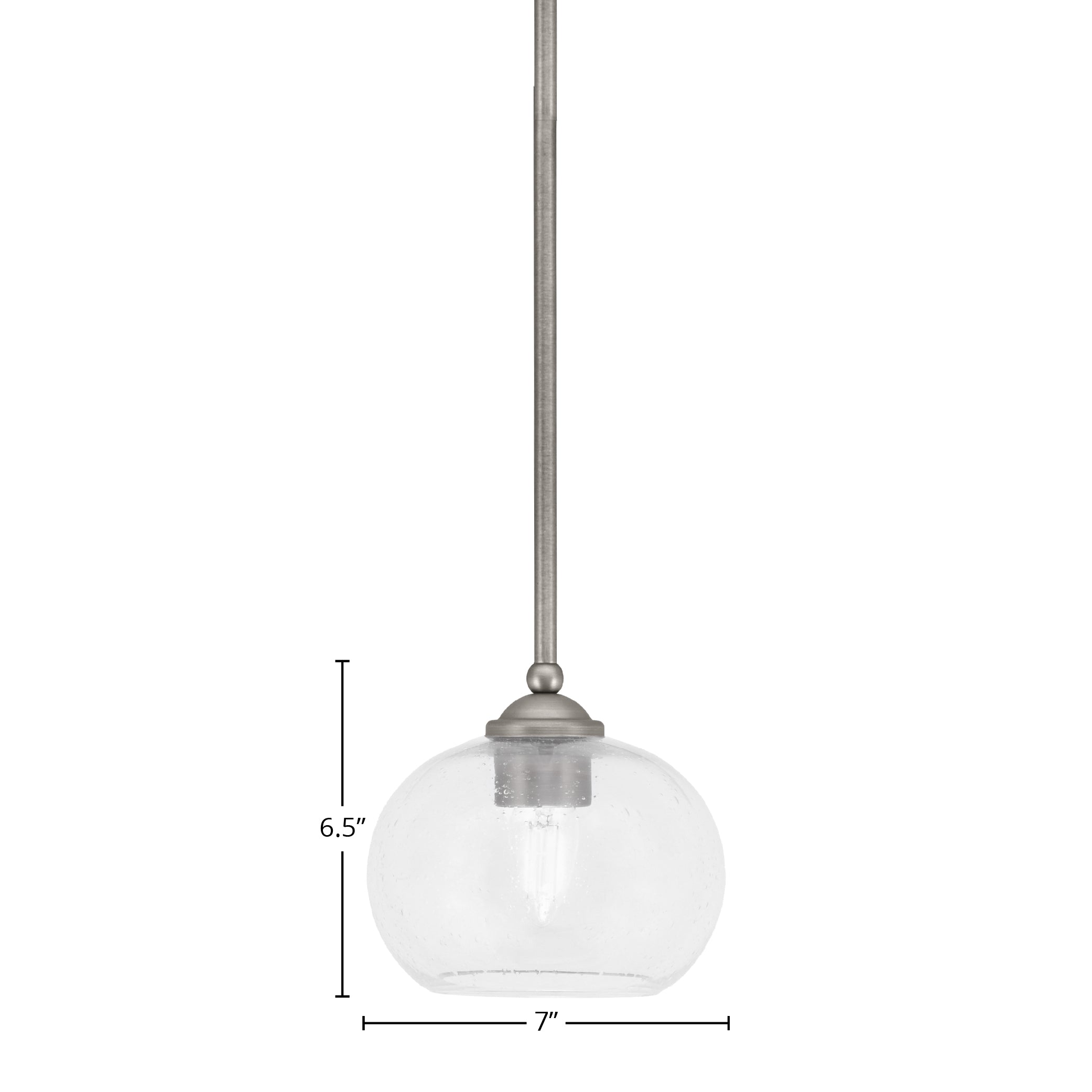 Zilo One Light Mini Pendant in Graphite with 7" Clear Bubble Shade