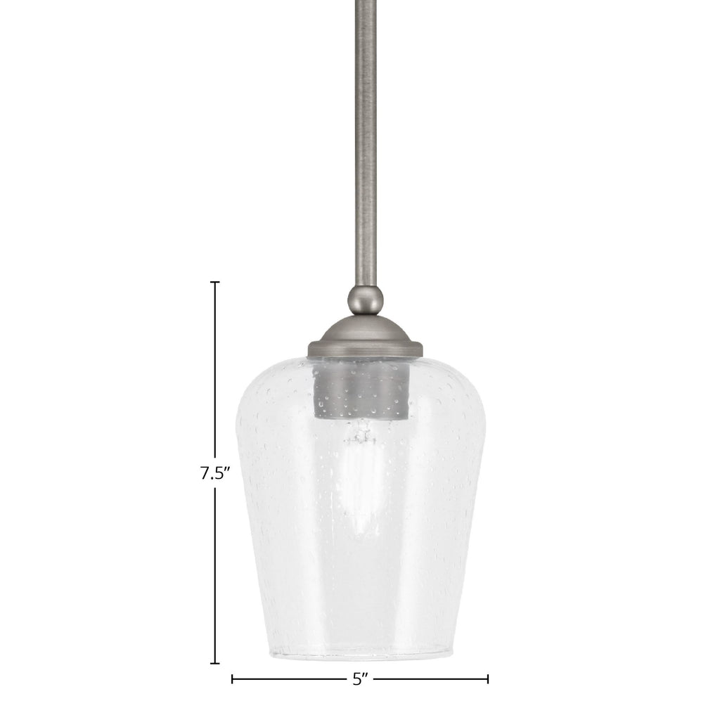 Zilo One Light Mini Pendant in Graphite with 5" Clear Bubble Shade