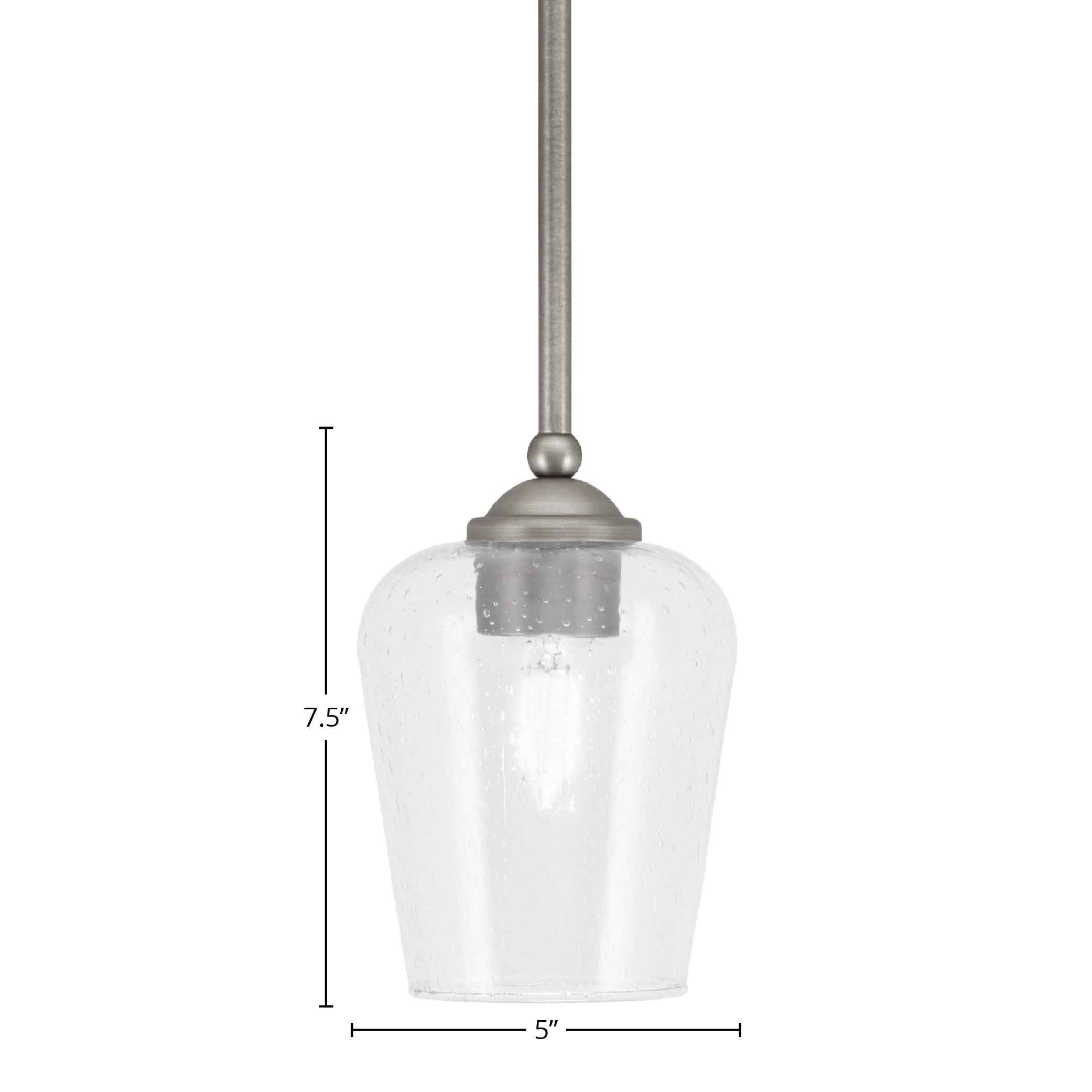 Zilo One Light Mini Pendant in Graphite with 5" Clear Bubble Shade