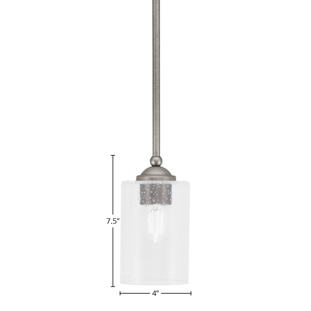 Zilo One Light Mini Pendant in Graphite with 4" Clear Bubble Shade