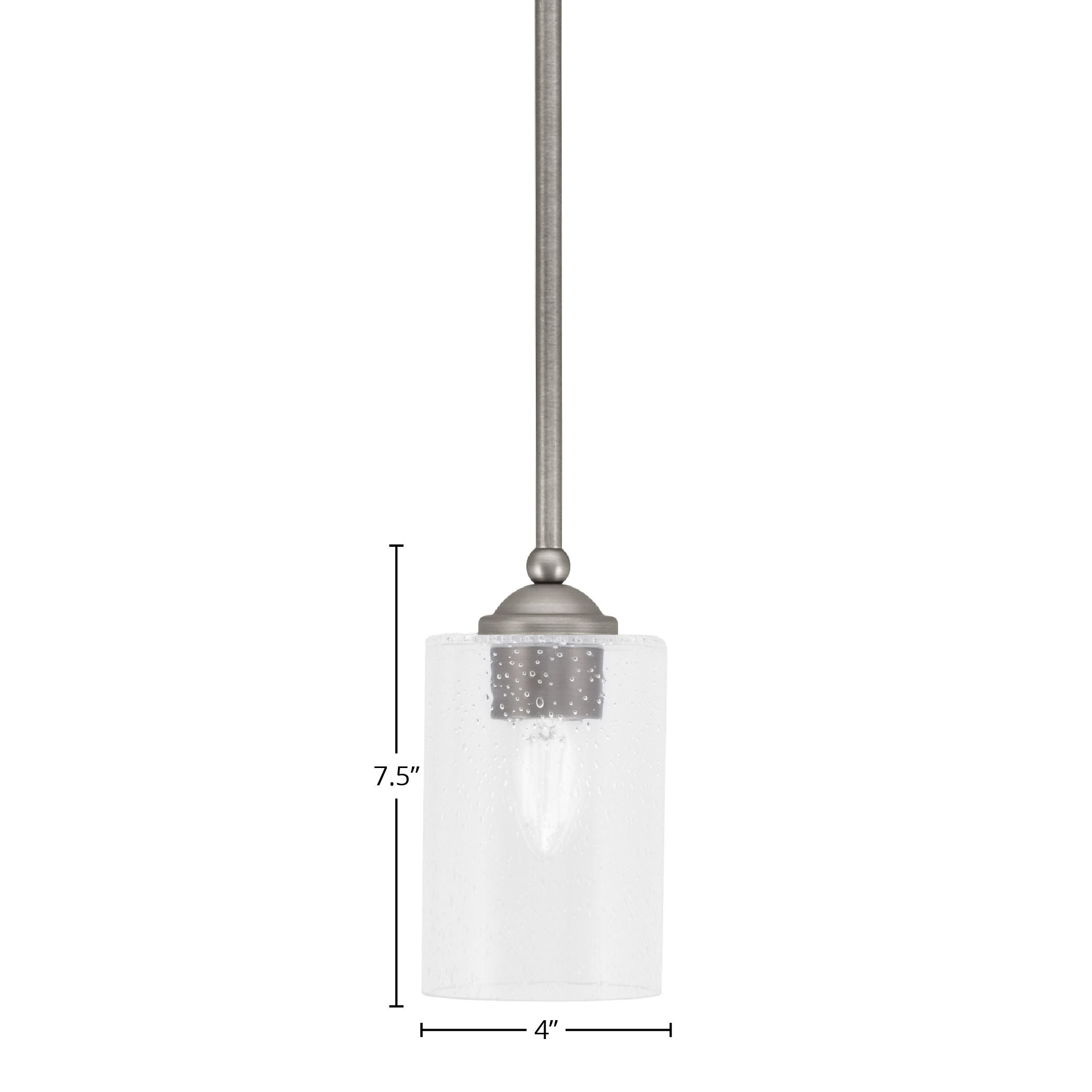 Zilo One Light Mini Pendant in Graphite with 4" Clear Bubble Shade