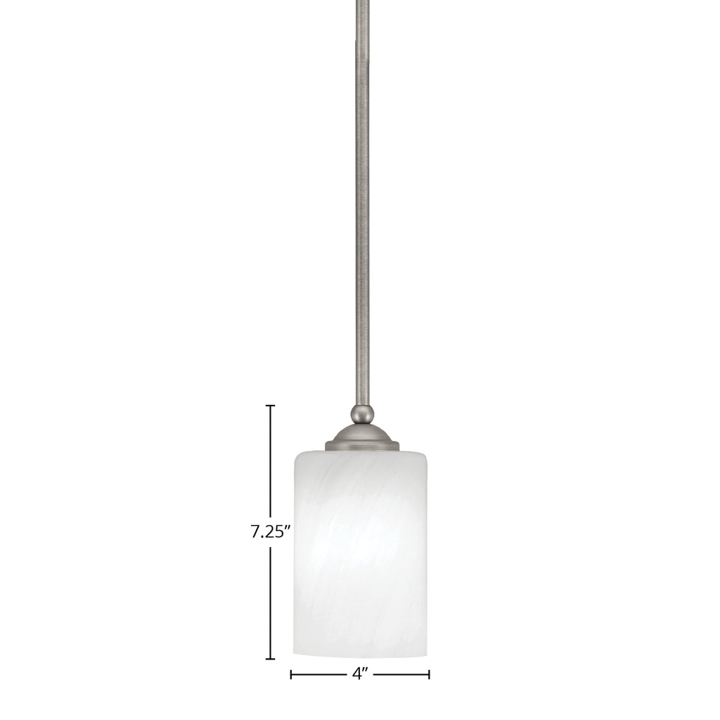 Zilo One Light Mini Pendant in Graphite with 4" White Marble Shade