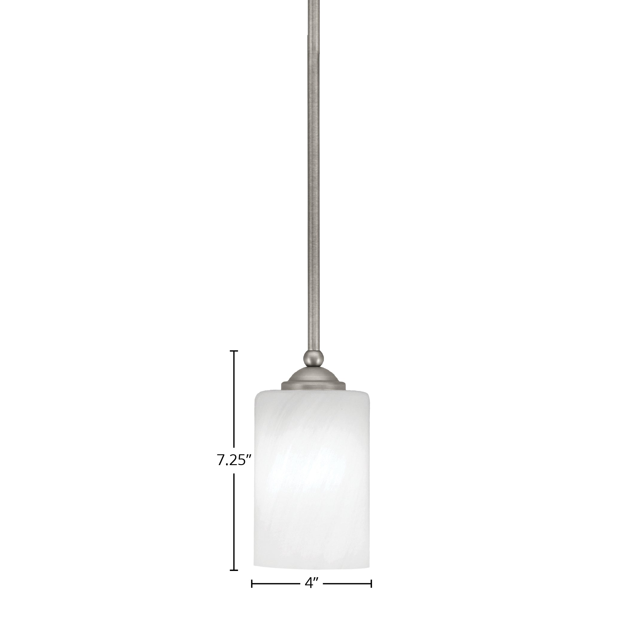 Zilo One Light Mini Pendant in Graphite with 4" White Marble Shade