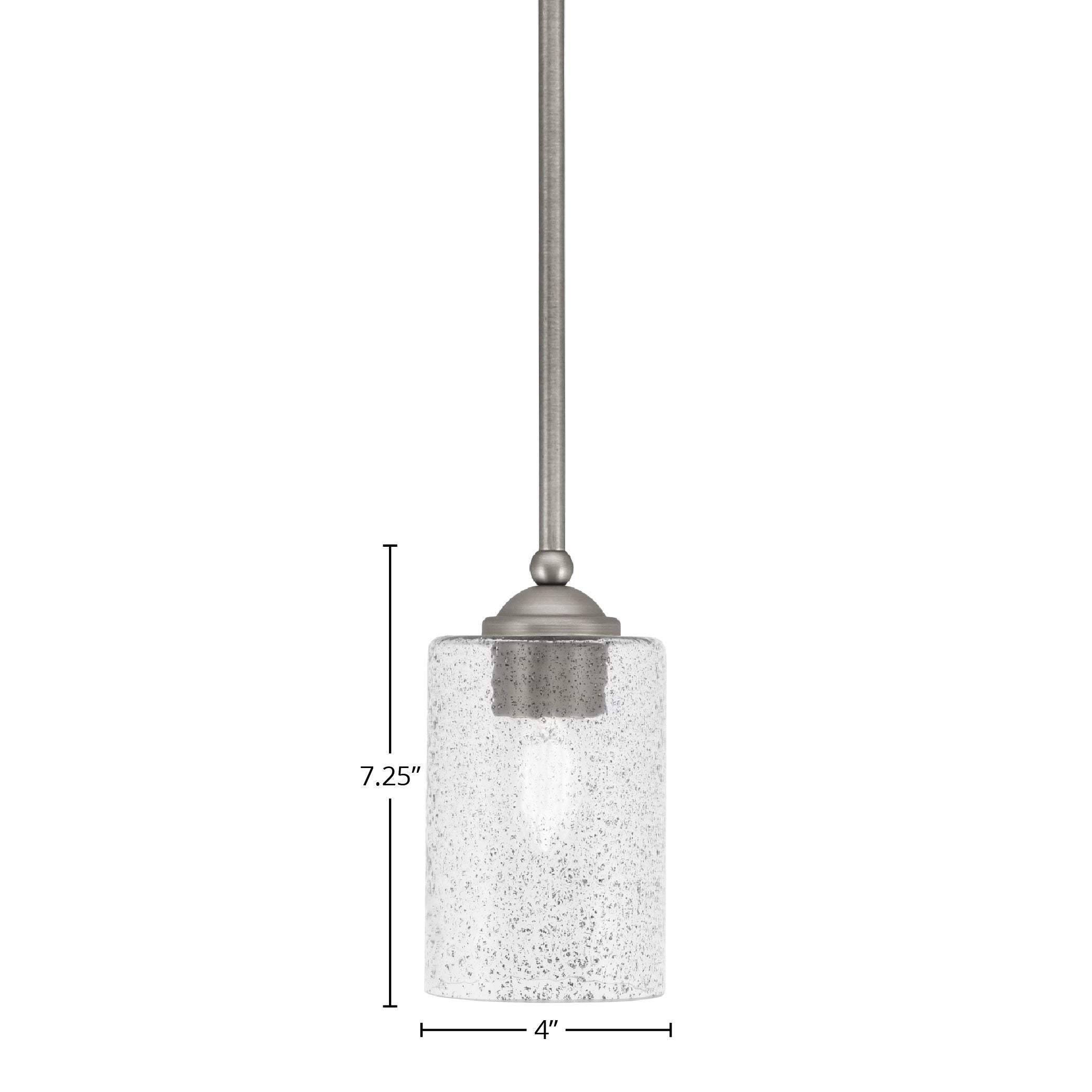 Zilo One Light Mini Pendant in Graphite with 4" Smoke Bubble Shade