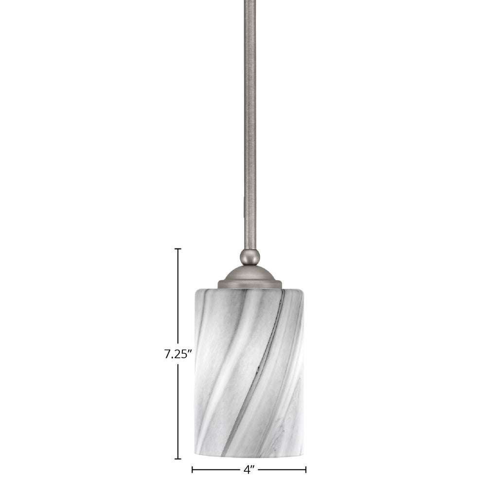 Zilo One Light Mini Pendant in Graphite with 4" Onyx Swirl Shade