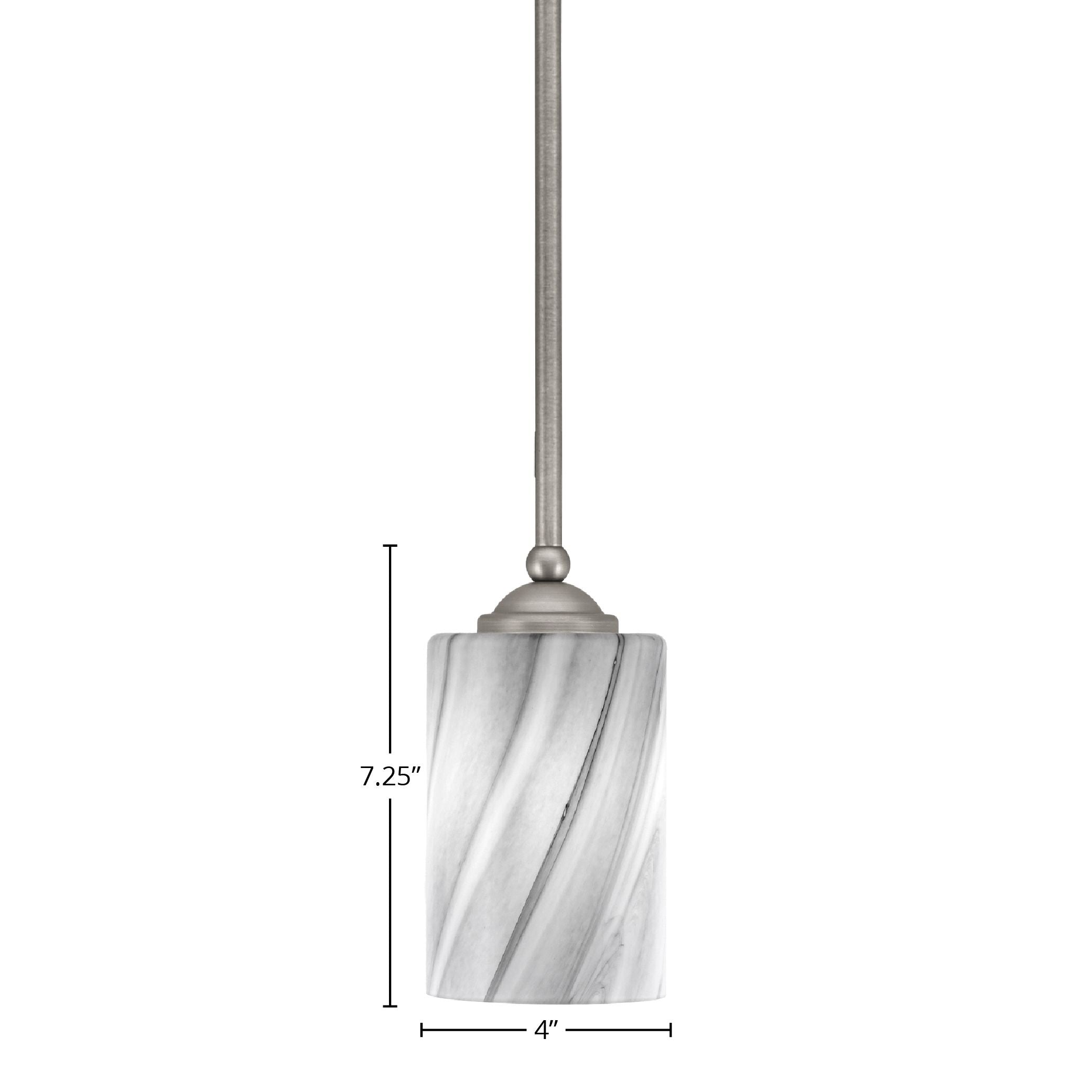 Zilo One Light Mini Pendant in Graphite with 4" Onyx Swirl Shade