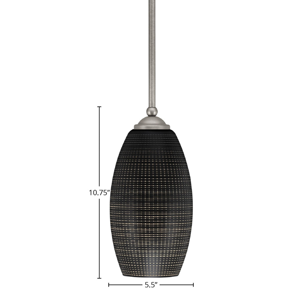 Zilo One Light Mini Pendant in Graphite with 5.5" Black Matrix Shade