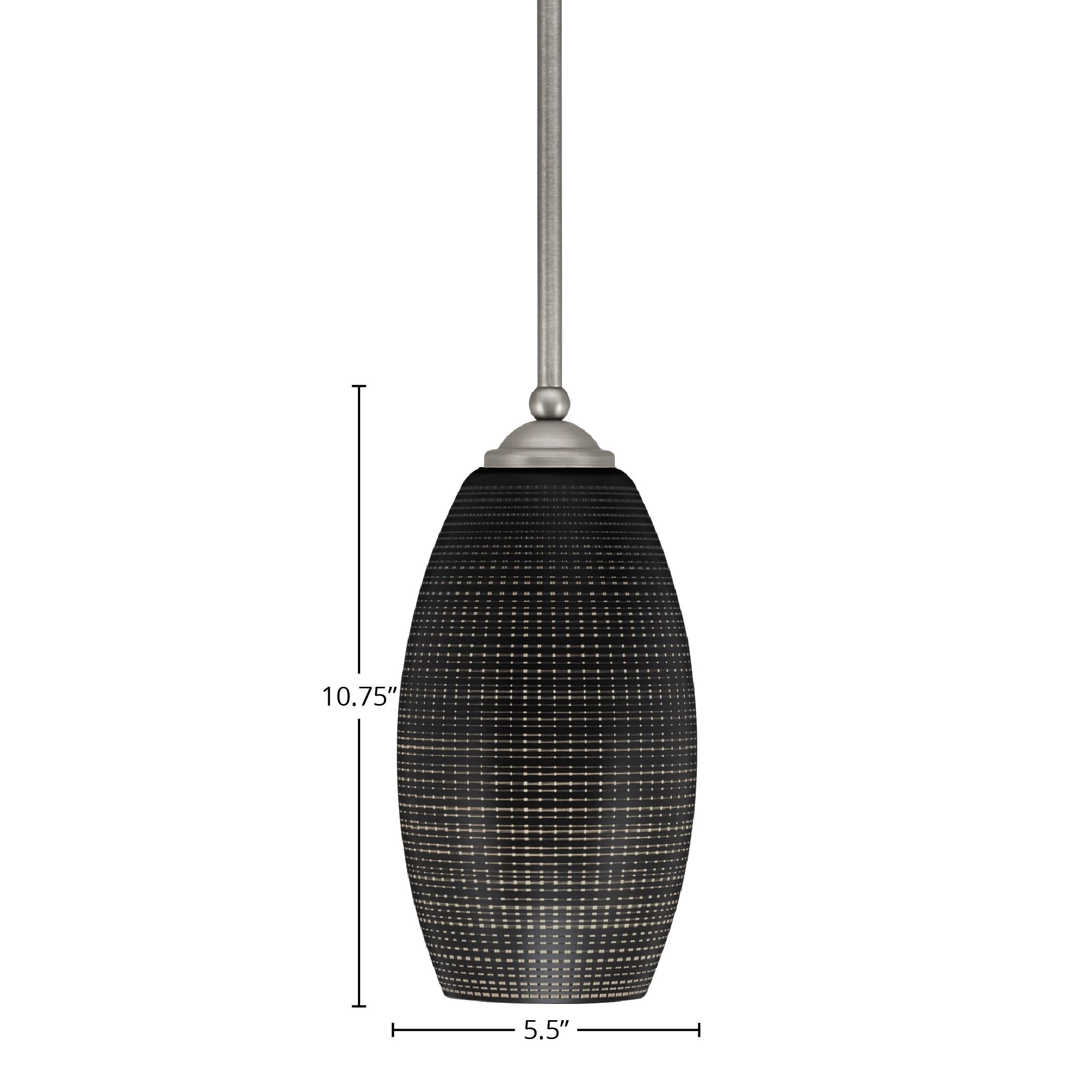 Zilo One Light Mini Pendant in Graphite with 5.5" Black Matrix Shade