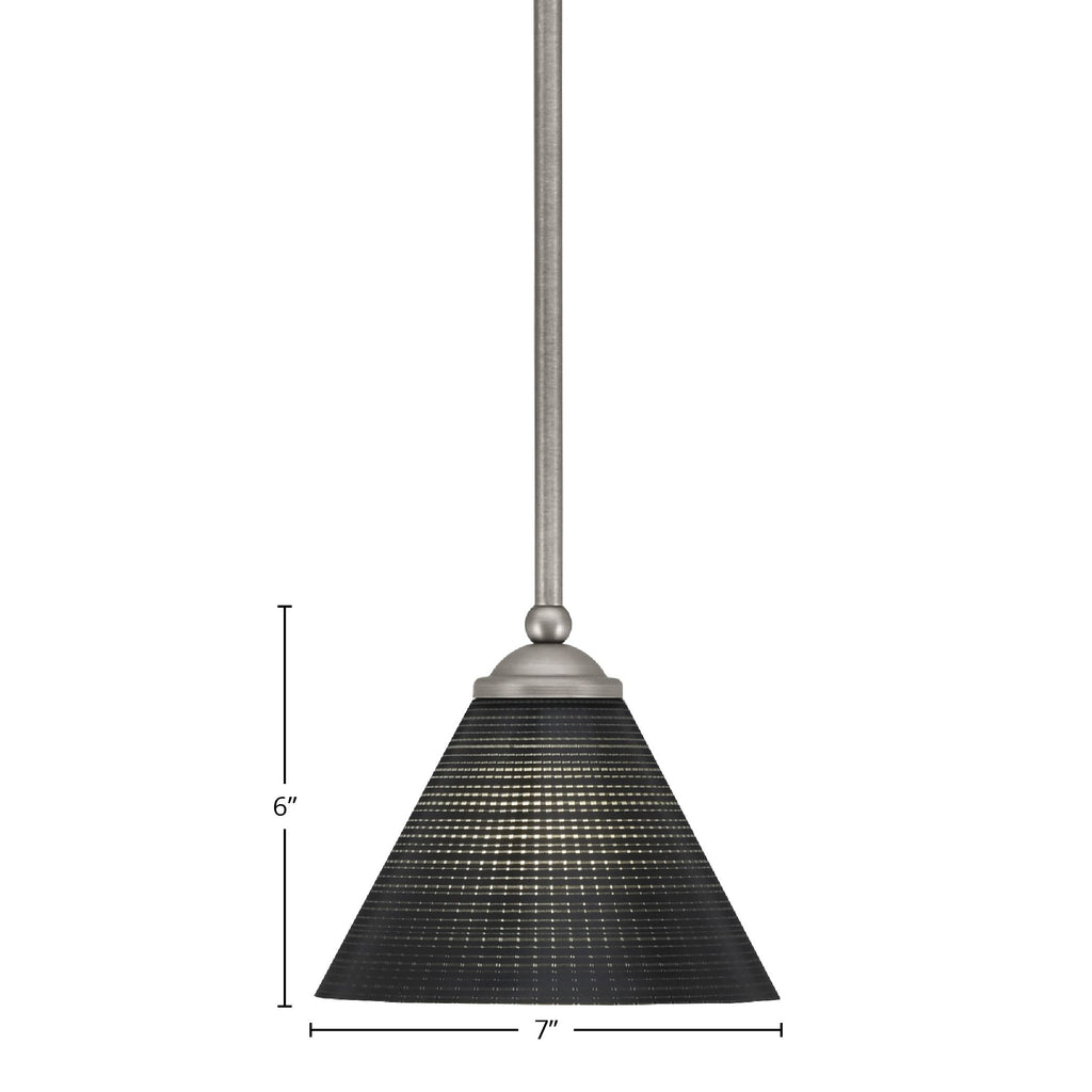 Zilo One Light Mini Pendant in Graphite with 7" Black Matrix Shade