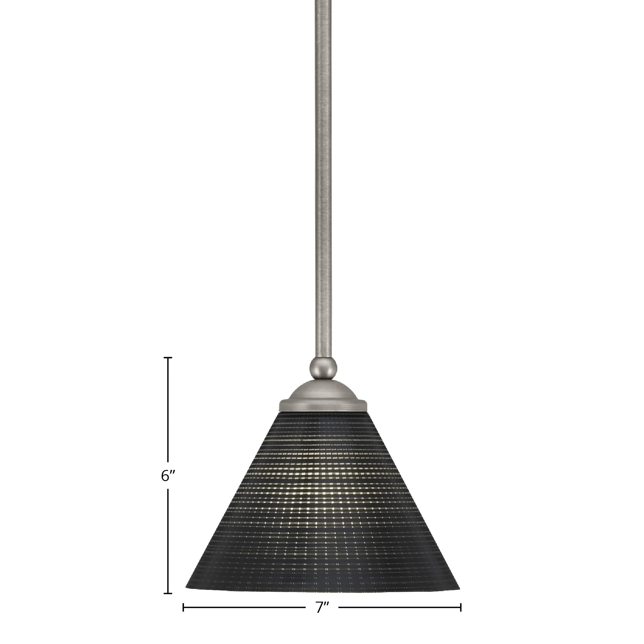 Zilo One Light Mini Pendant in Graphite with 7" Black Matrix Shade