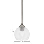 Zilo One Light Mini Pendant in Graphite with 5.75" Clear Bubble Shade