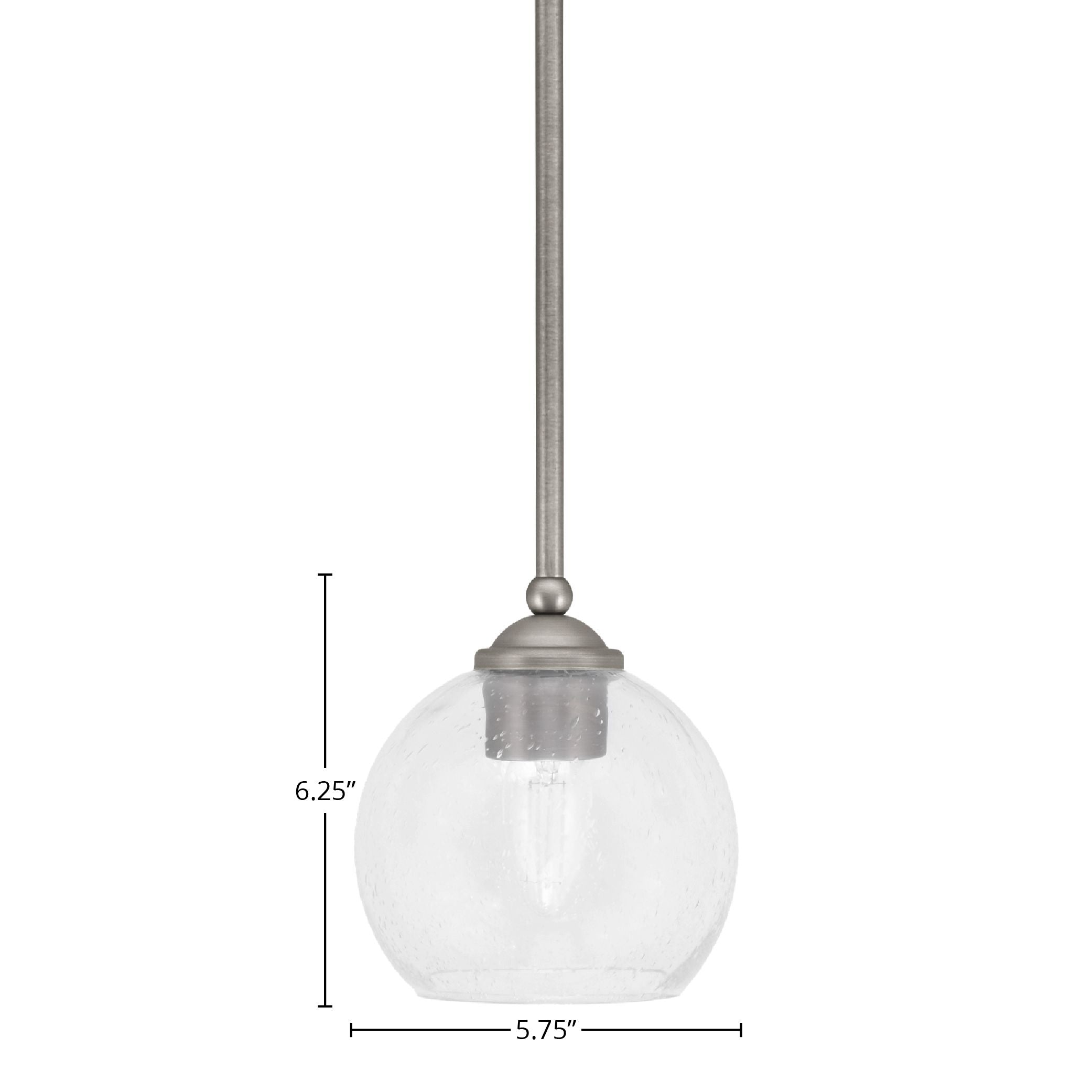 Zilo One Light Mini Pendant in Graphite with 5.75" Clear Bubble Shade