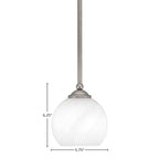 Zilo One Light Mini Pendant in Graphite with 5.75" White Marble Shade